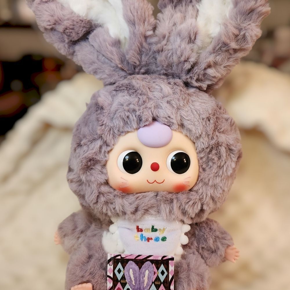 Baby Three Lily Rabbit Town V2 Plush – Purple Bunny w/Bib, Bag & Brand NEW